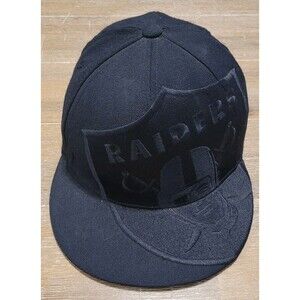 Oakland Las Vegas Raiders Hat Rare VTG Cap 90s Black Out Fitted  7 1/8 BIG LOGO